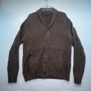 Banana Republic‎ Mens Shawl Collar Button Cardigan Brown Textured Knit Size L